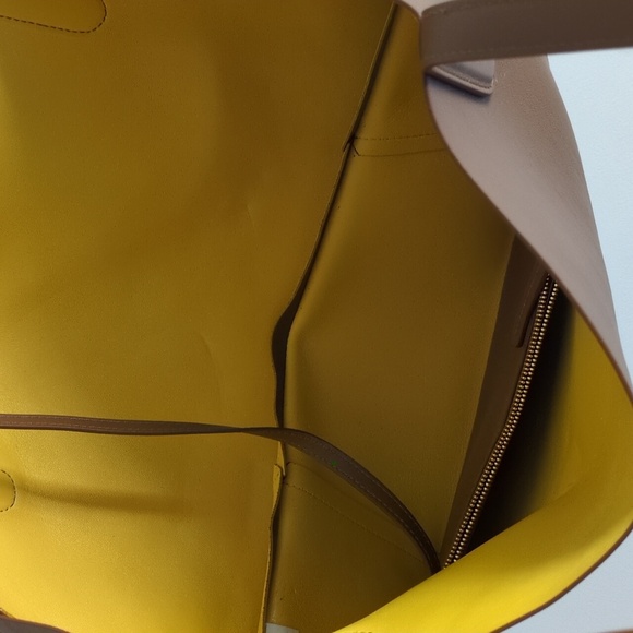 Mansur Gavriel Brown Leather Tote Bag, Yellow Interior - Picture 3 of 7